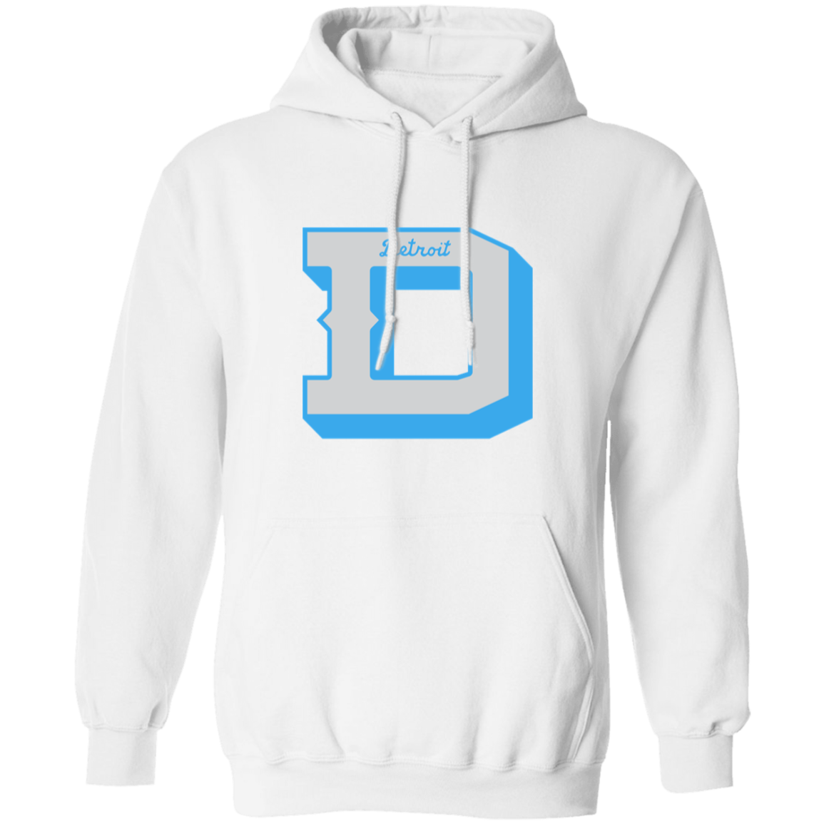 Detroit Football D - Silver + Light Blue Classic Unisex Hoodie