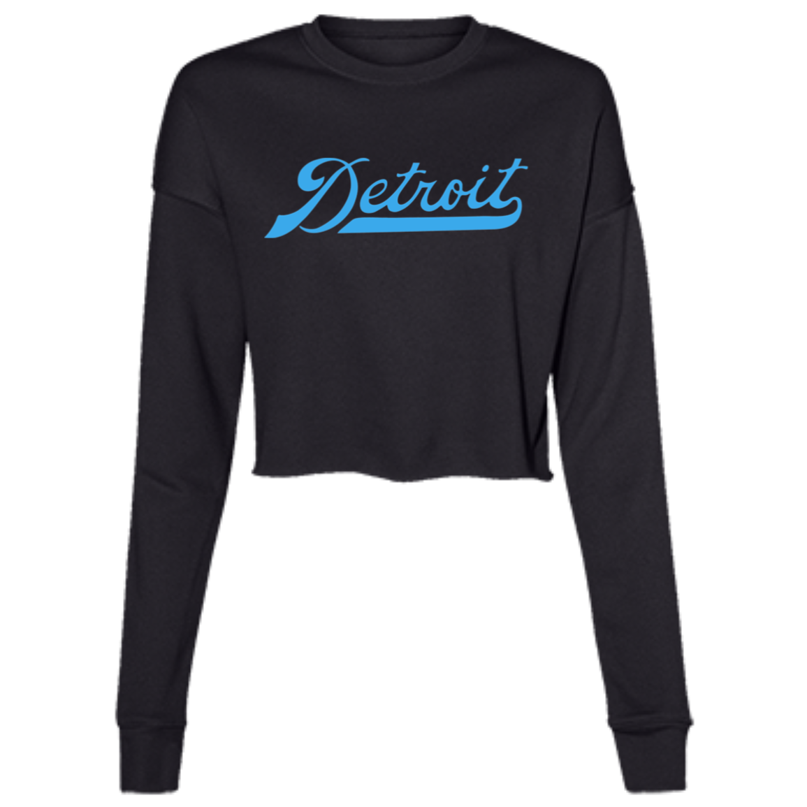 Detroit Football Script - Light Blue Women's Cropped Crewneck Sweatshirt