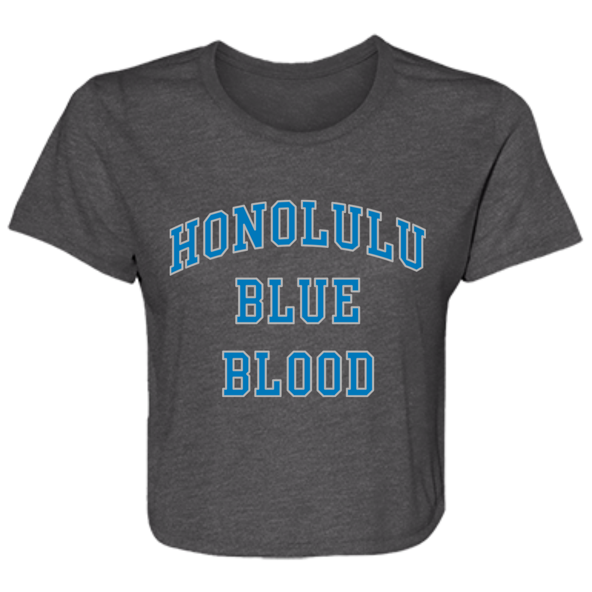 Honolulu Blue Blood - Blue + Silver Flowy Cropped Tee