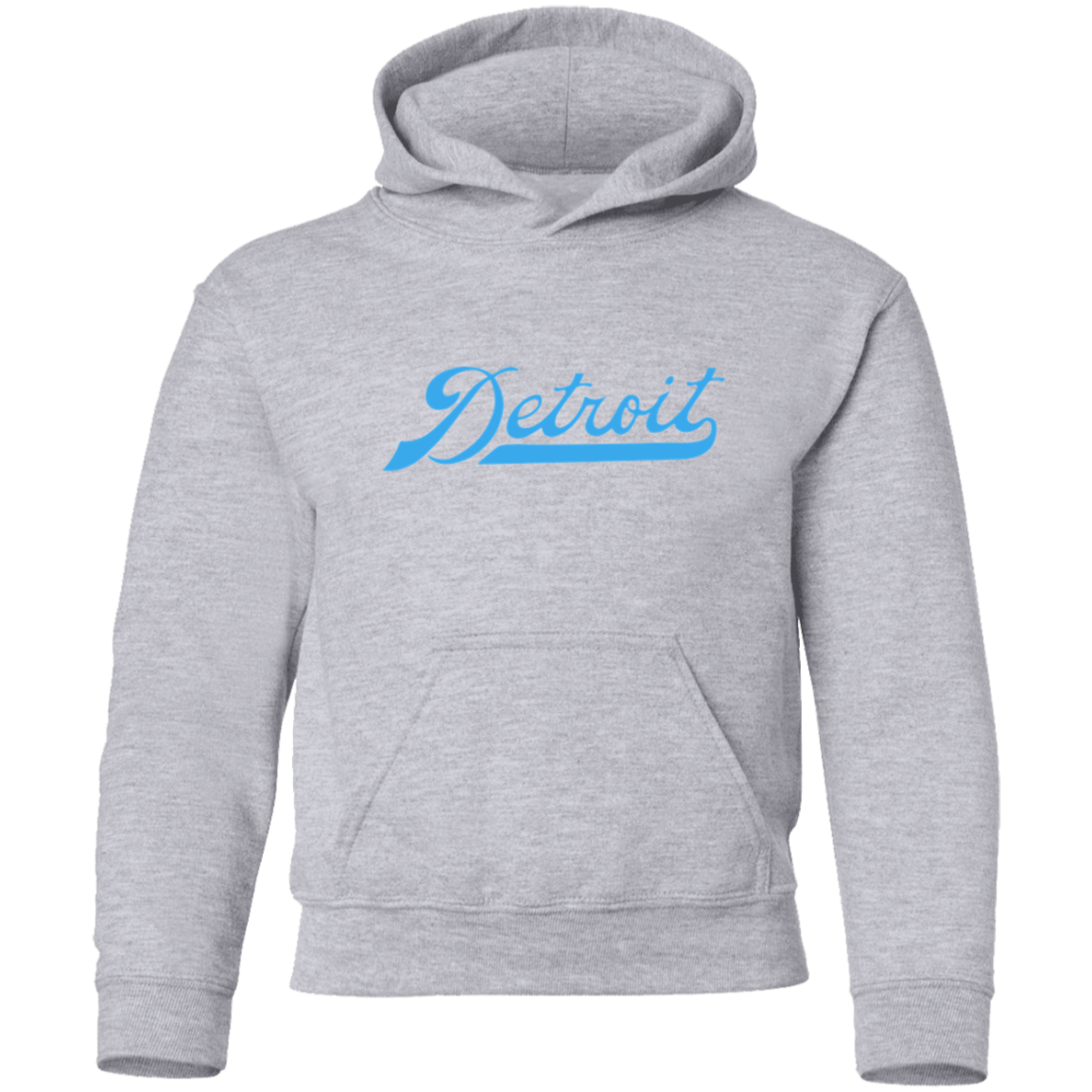 Detroit Football Script - Light Blue Kids Unisex Classic Hoodie