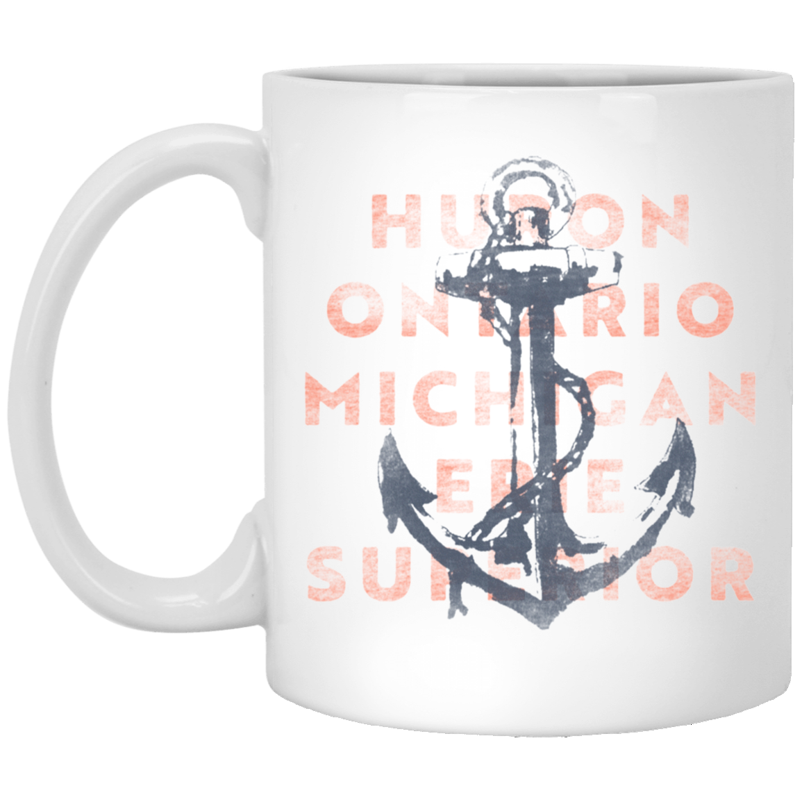 HOMES Anchor - Washed Navy + Coral White Mug