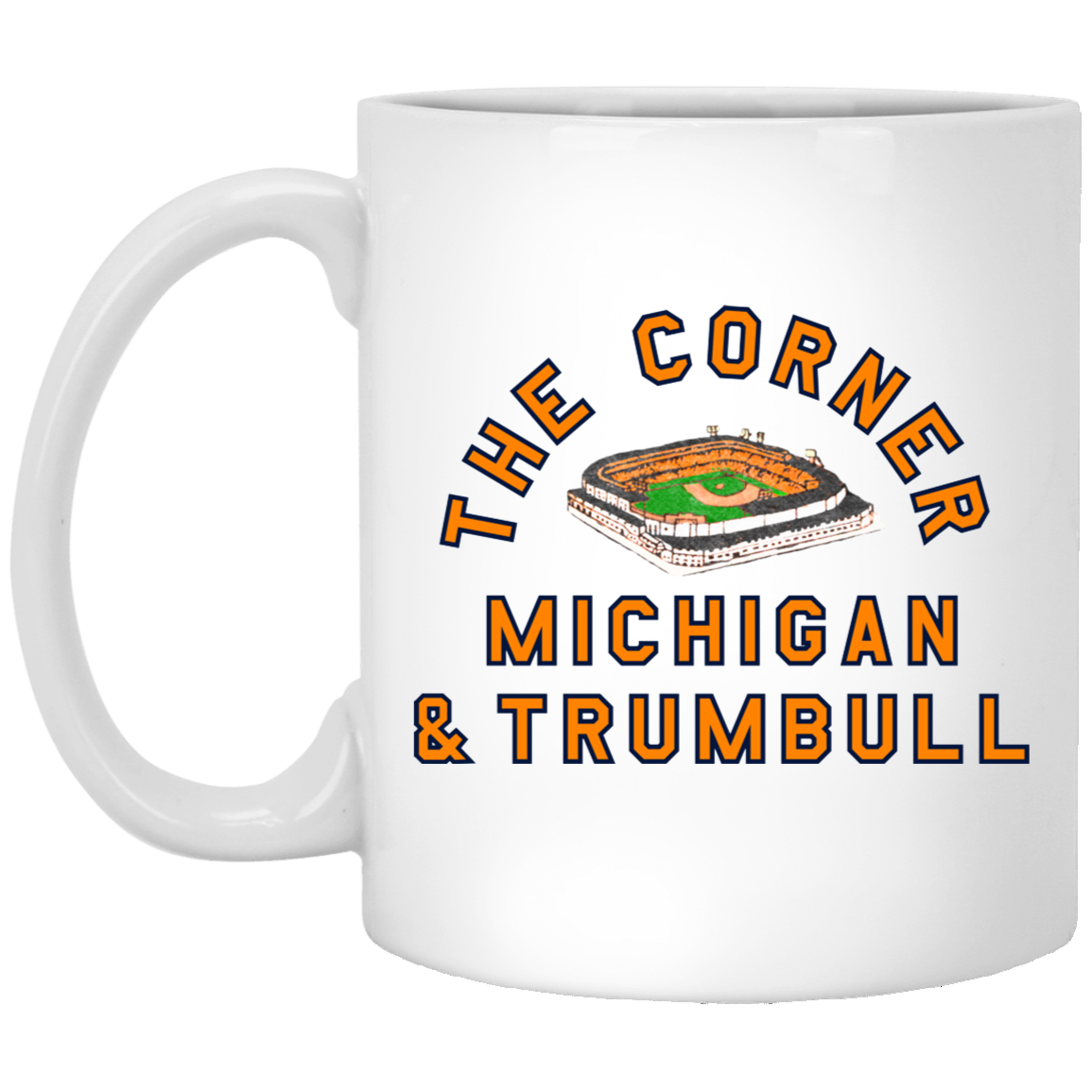 The Corner - Orange + Navy White Mug