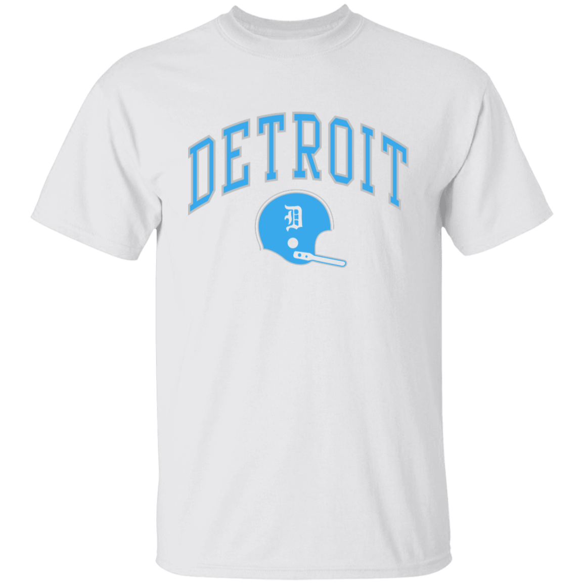 Detroit Football Helmet - Light Blue + Silver Kids Unisex Classic T-Shirt
