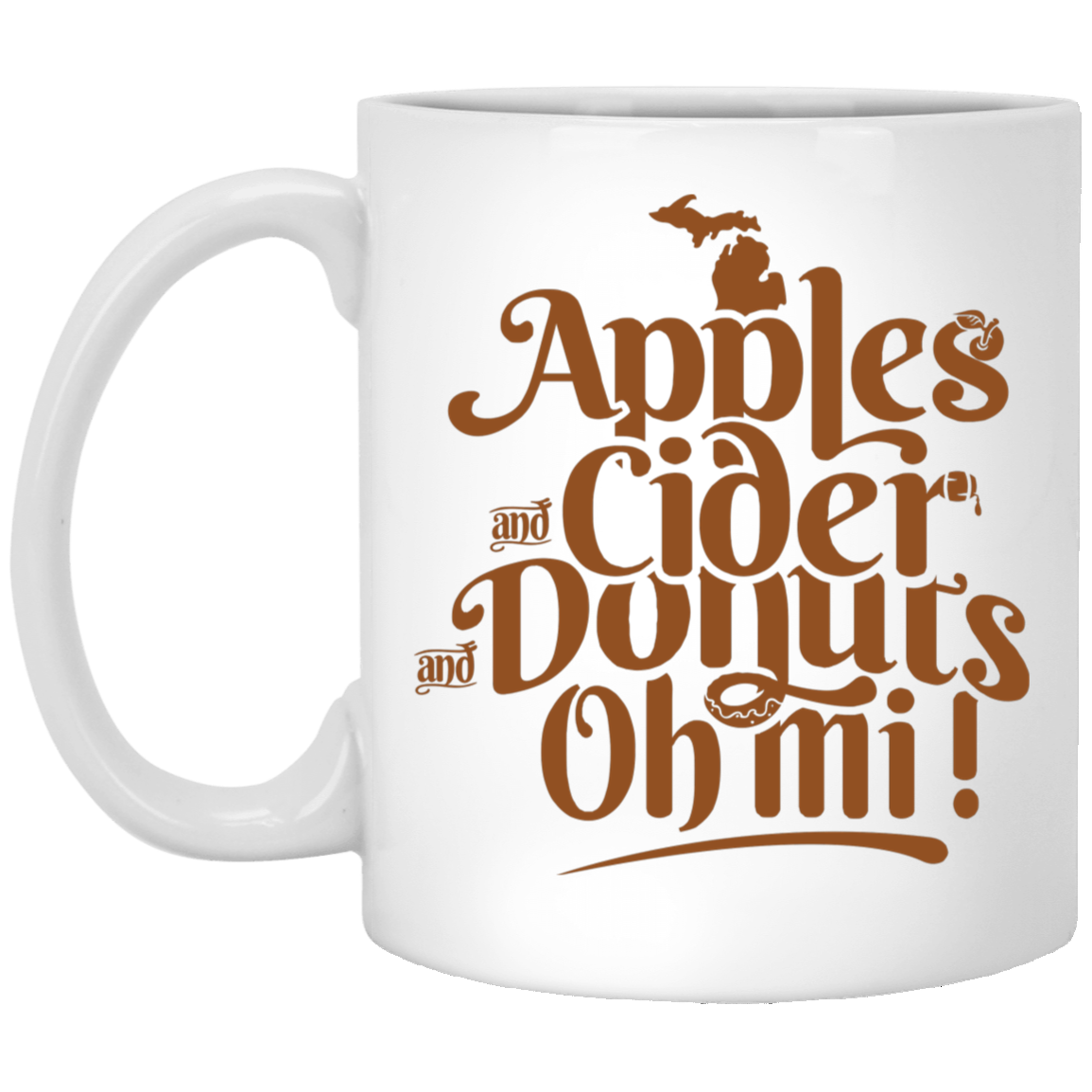 Apples Cider Donuts Oh Mi - Light Brown White Mug