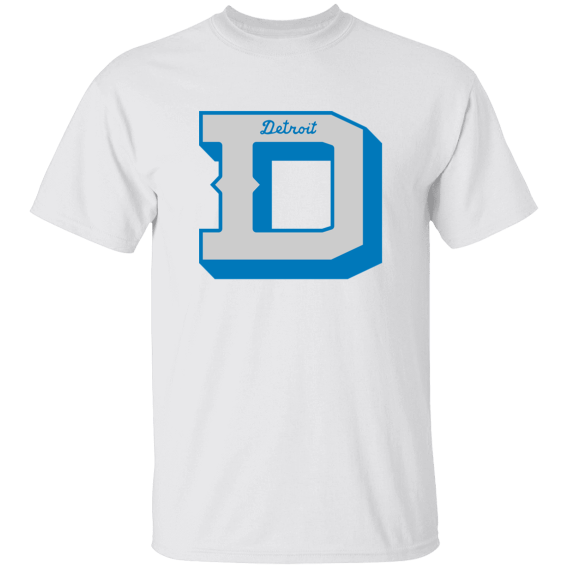 Detroit Football D - Silver + Blue Kids Unisex Classic T-Shirt