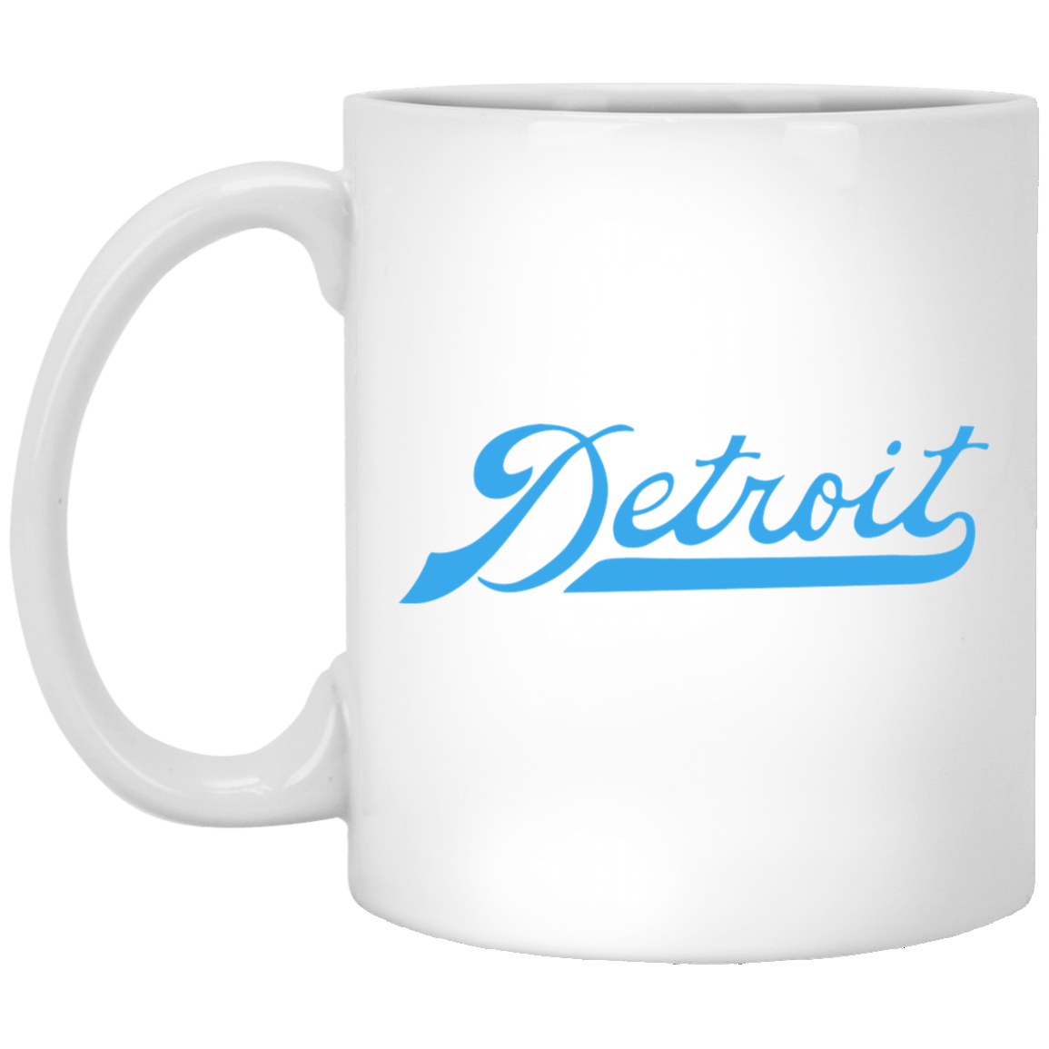 Detroit Football Script - Light Blue White Mug