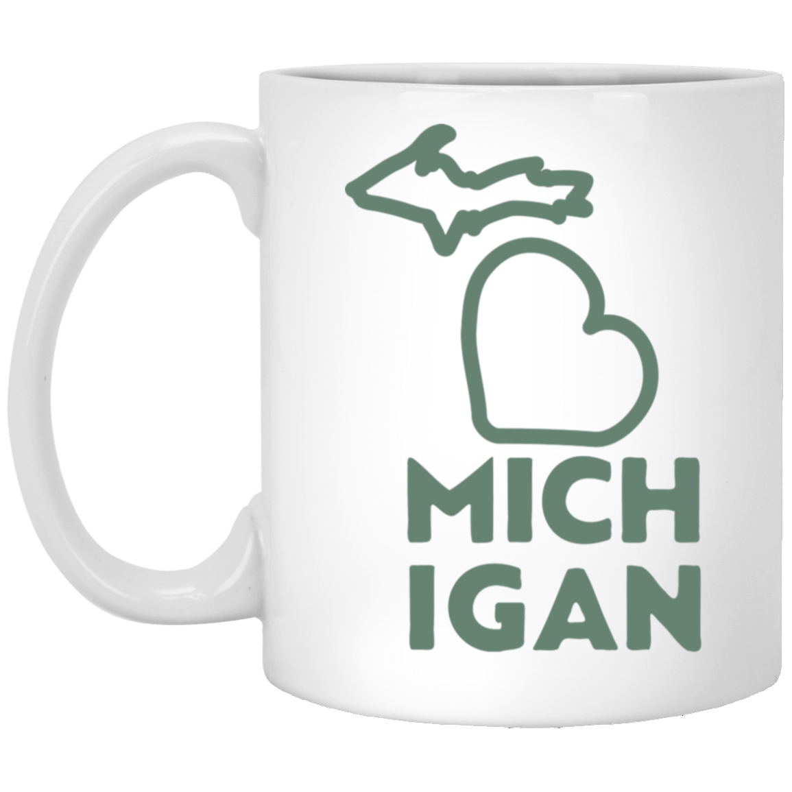 Love Michigan - Soft Green White Mug