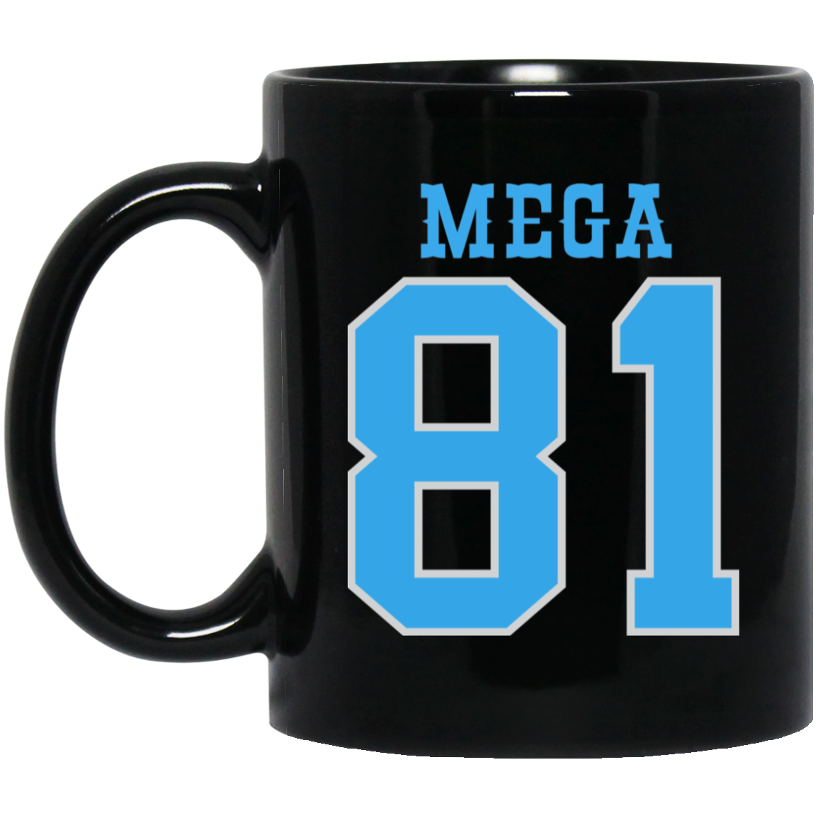Detroit Football Number 81 - Light Blue + Silver Black Mug