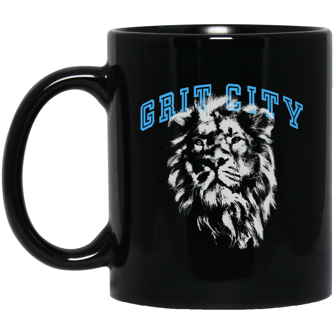Grit City - Silver + Light Blue Black Mug