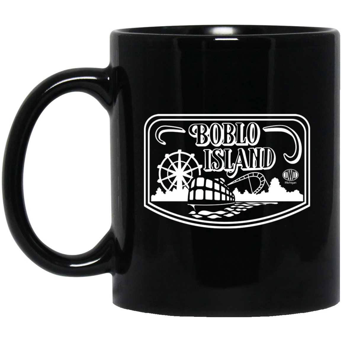 Boblo Island Logo - White Black Mug
