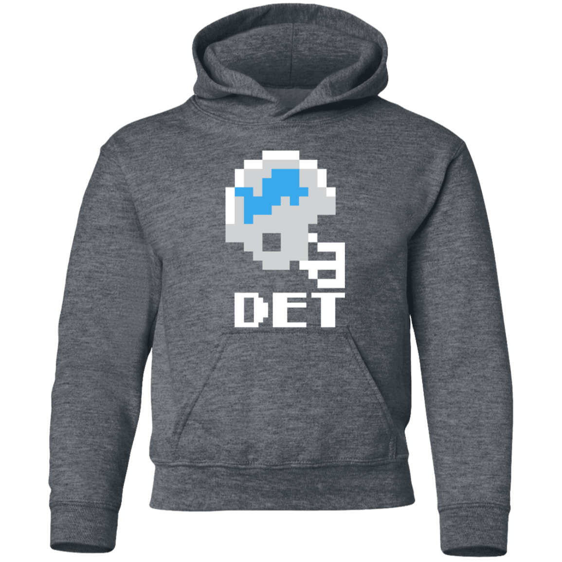 Detroit Football 8bit - Vintage Grey Kids Unisex Classic Hoodie