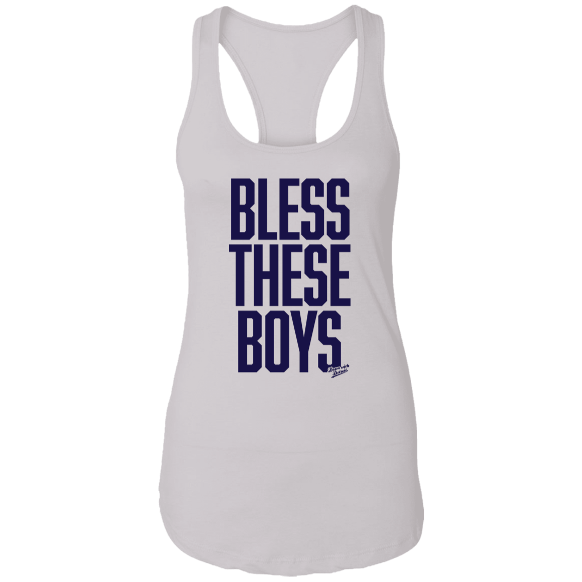 Bless These Boys Block Font - Navy Women's Racerback Tank