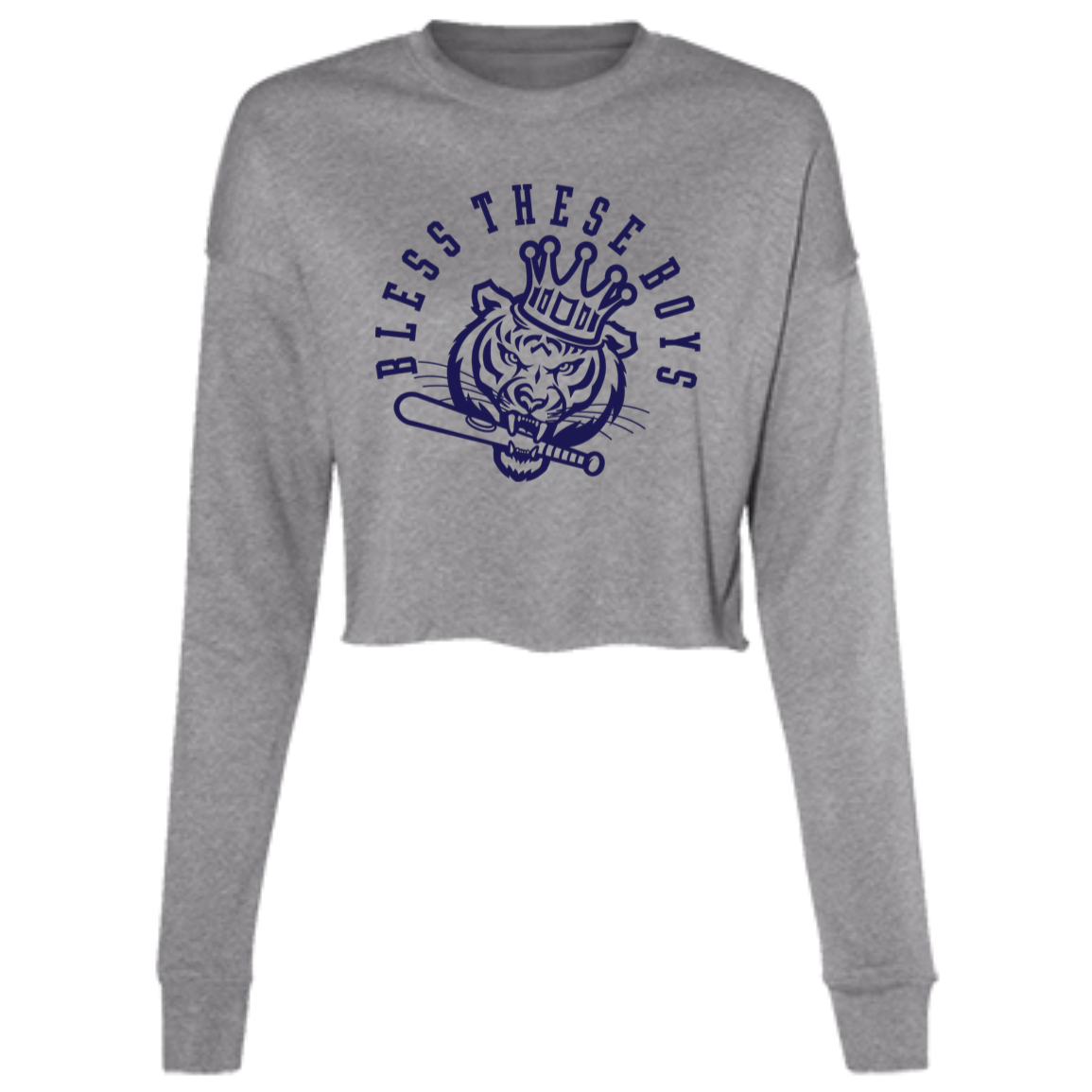 Bless These Boys - Navy Women's Cropped Crewneck Sweatshirt