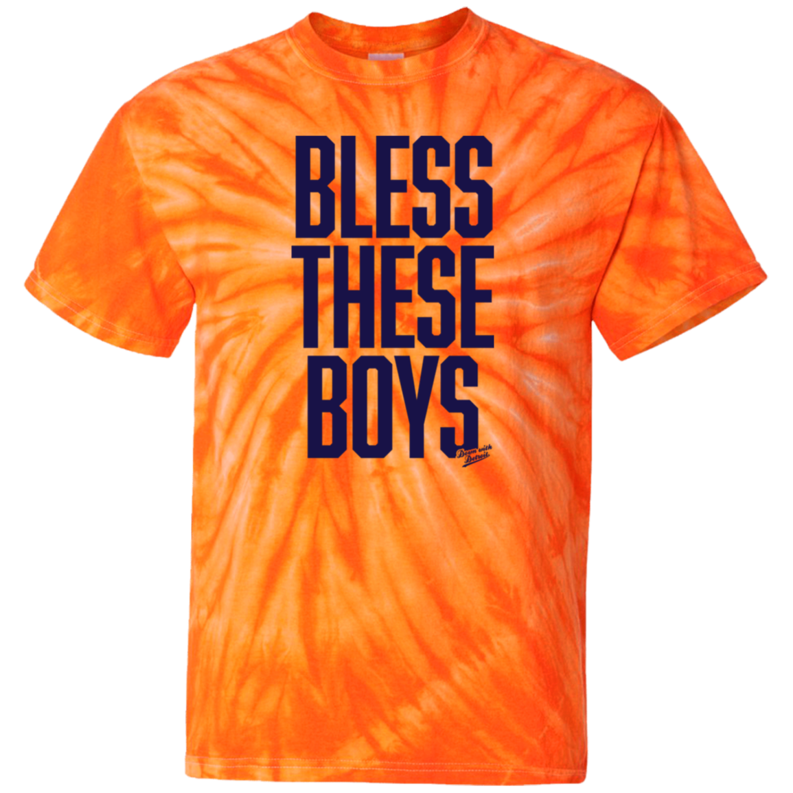 Bless These Boys Block Font - Navy Unisex Tie Dye T-Shirt