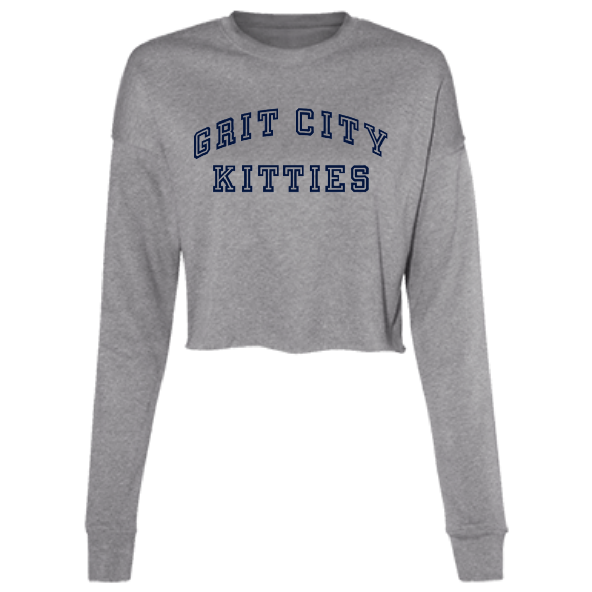 Grit City Kitties - Navy Women's Cropped Crewneck Sweatshirt