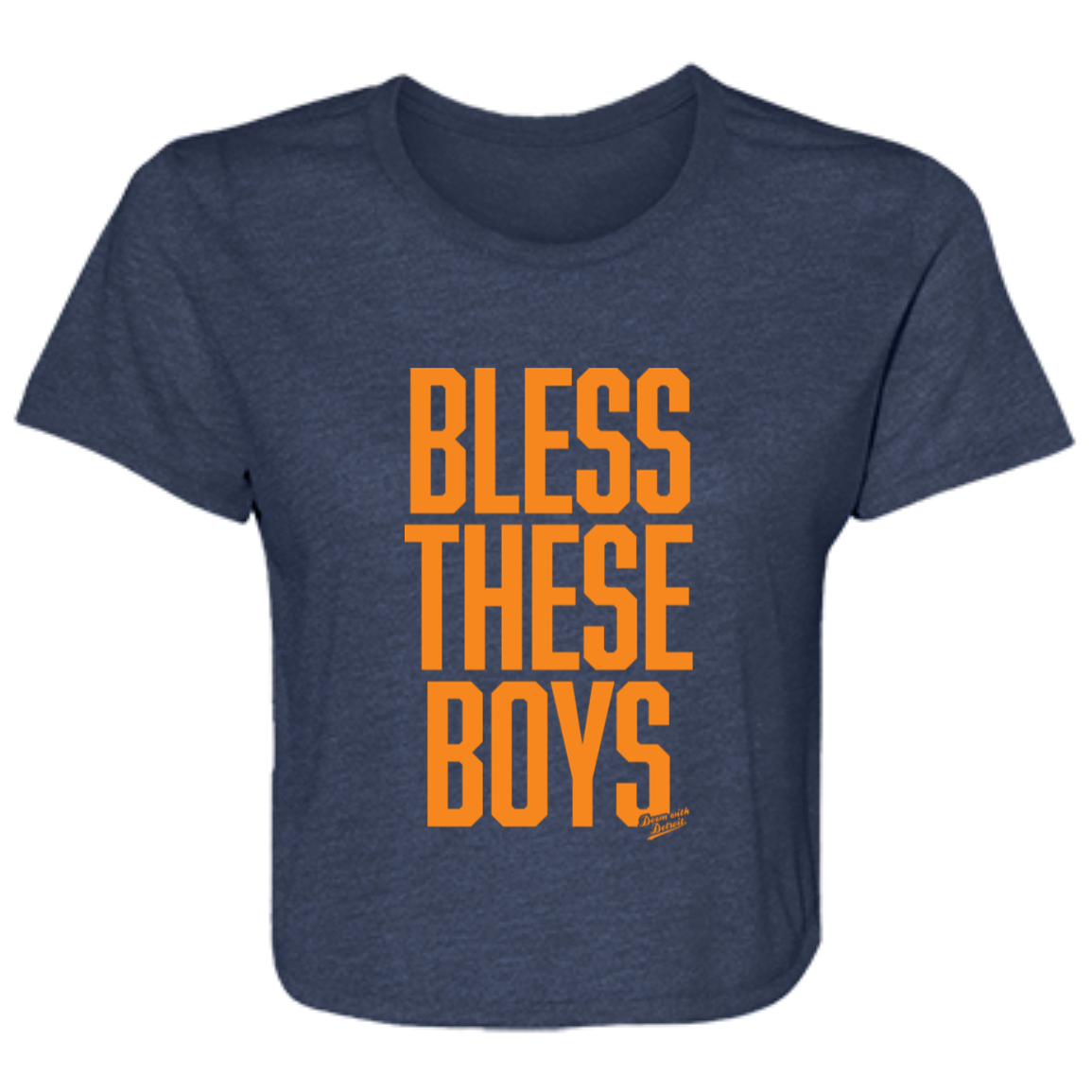 Bless These Boys - Block Font - Orange Women's Flowy Cropped T-Shirt