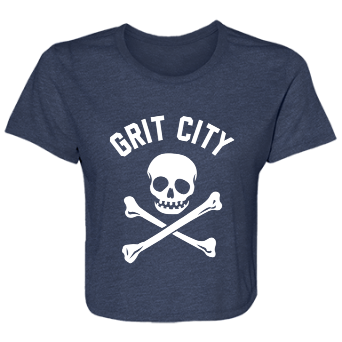 Grit City Cross Bones - White Women's Flowy Cropped T-Shirt