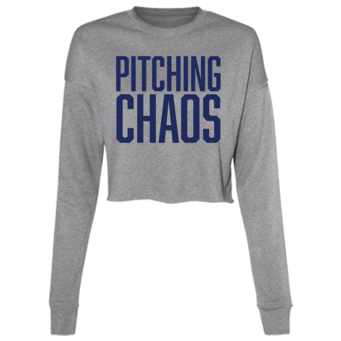 Pitching Chaos Navy Women's Cropped Crewneck Sweatshirt
