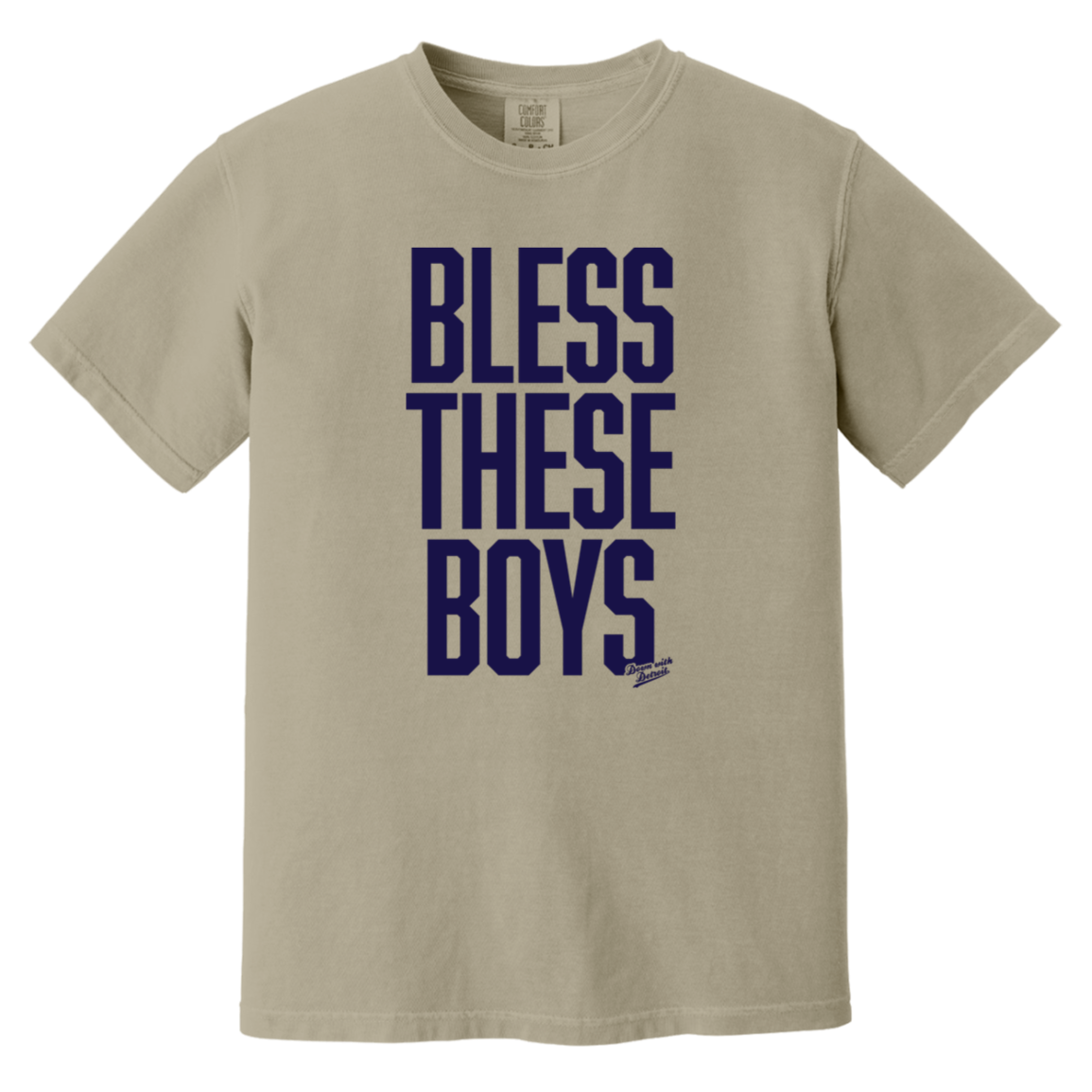 Bless These Boys Block Font - Navy Vintage Washed T-Shirt