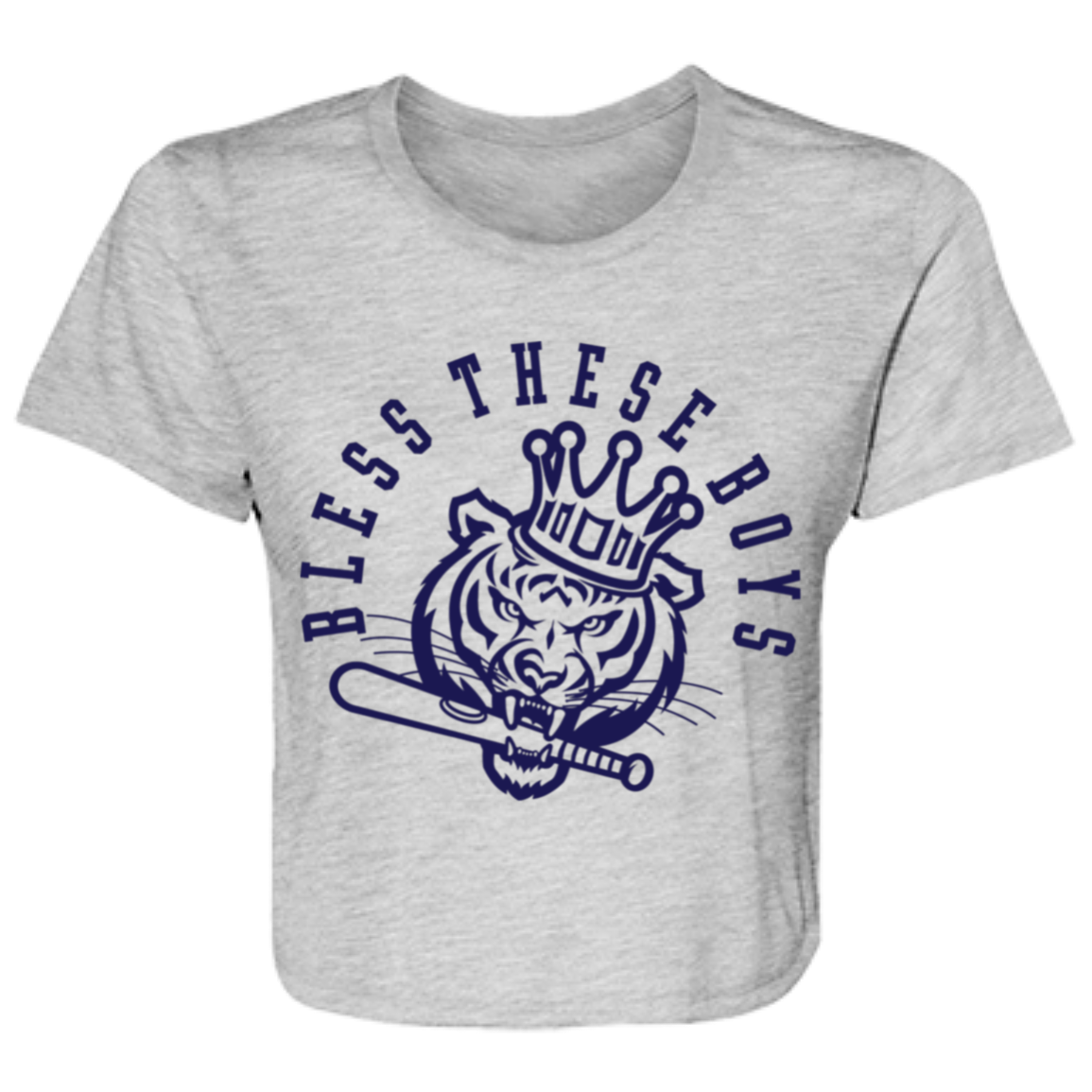 Bless These Boys - Navy Women's Flowy Cropped T-Shirt