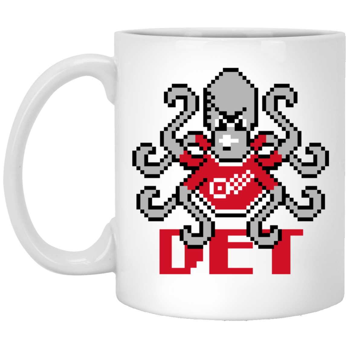 8bit Det Octopus - Red White Mug