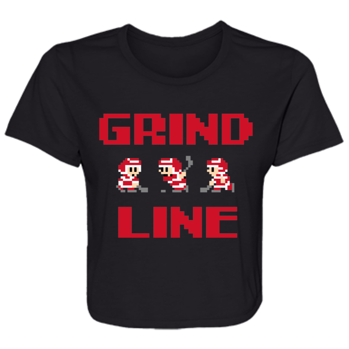 8bit Grind Line - Red Flowy Cropped Tee