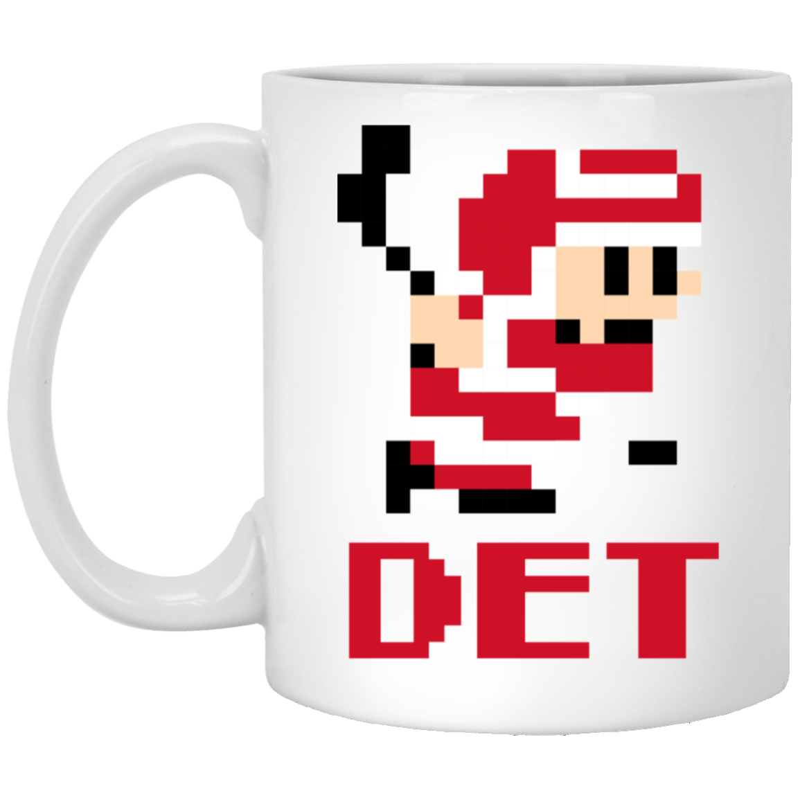 8bit Det Hockey - Red + Black White Mug
