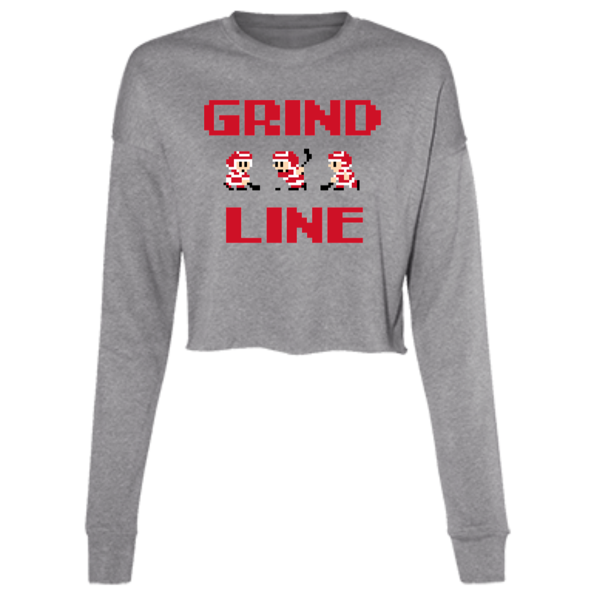 8bit Grind Line - Red + Black Women's Cropped Crewneck Sweatshirt