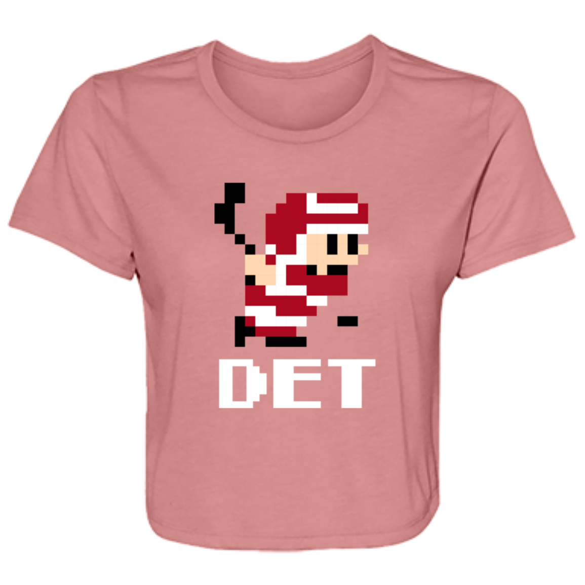 8bit Det Hockey - White Flowy Cropped Tee