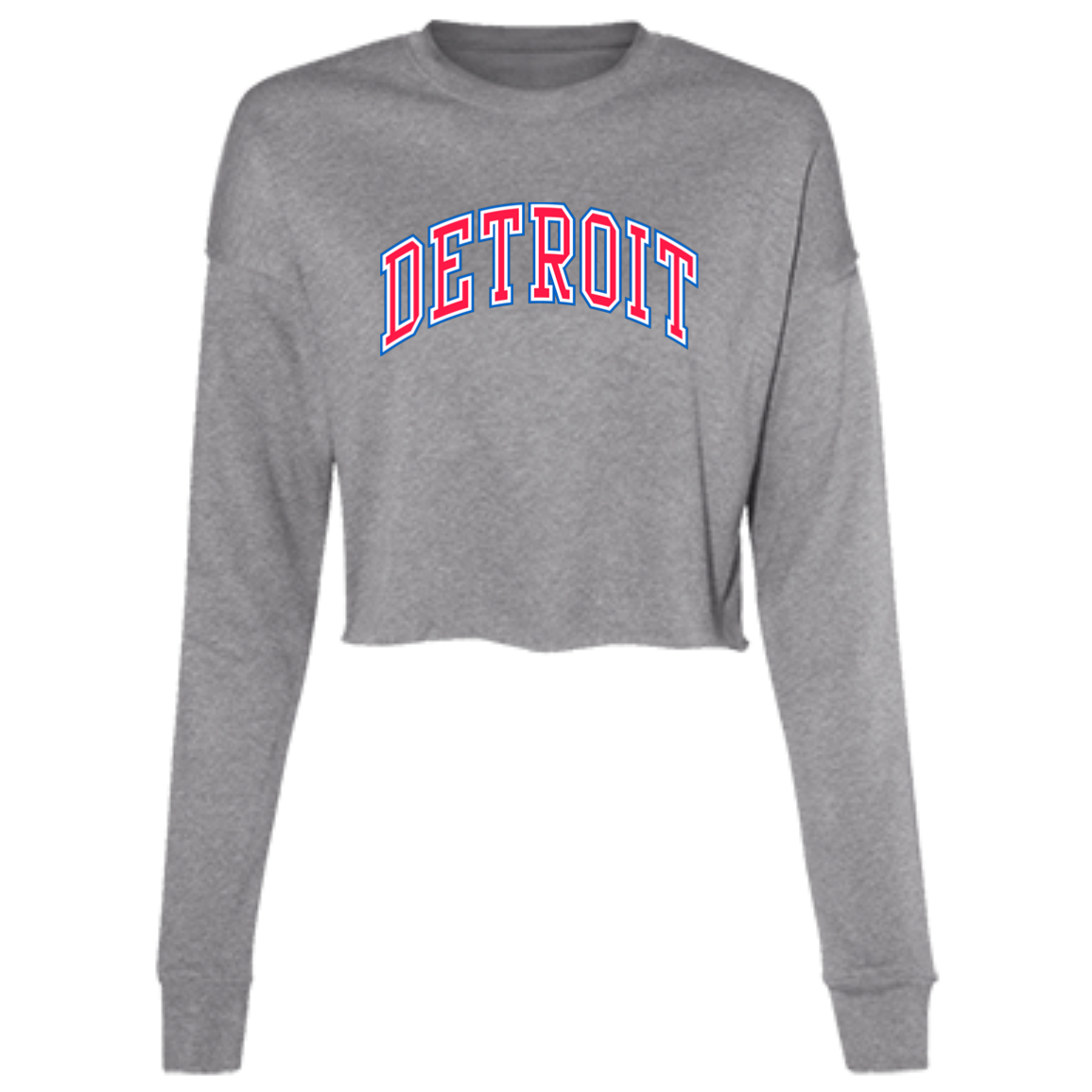 Detroit Basketball Arch - Red Women's Cropped Crewneck Sweatshirt