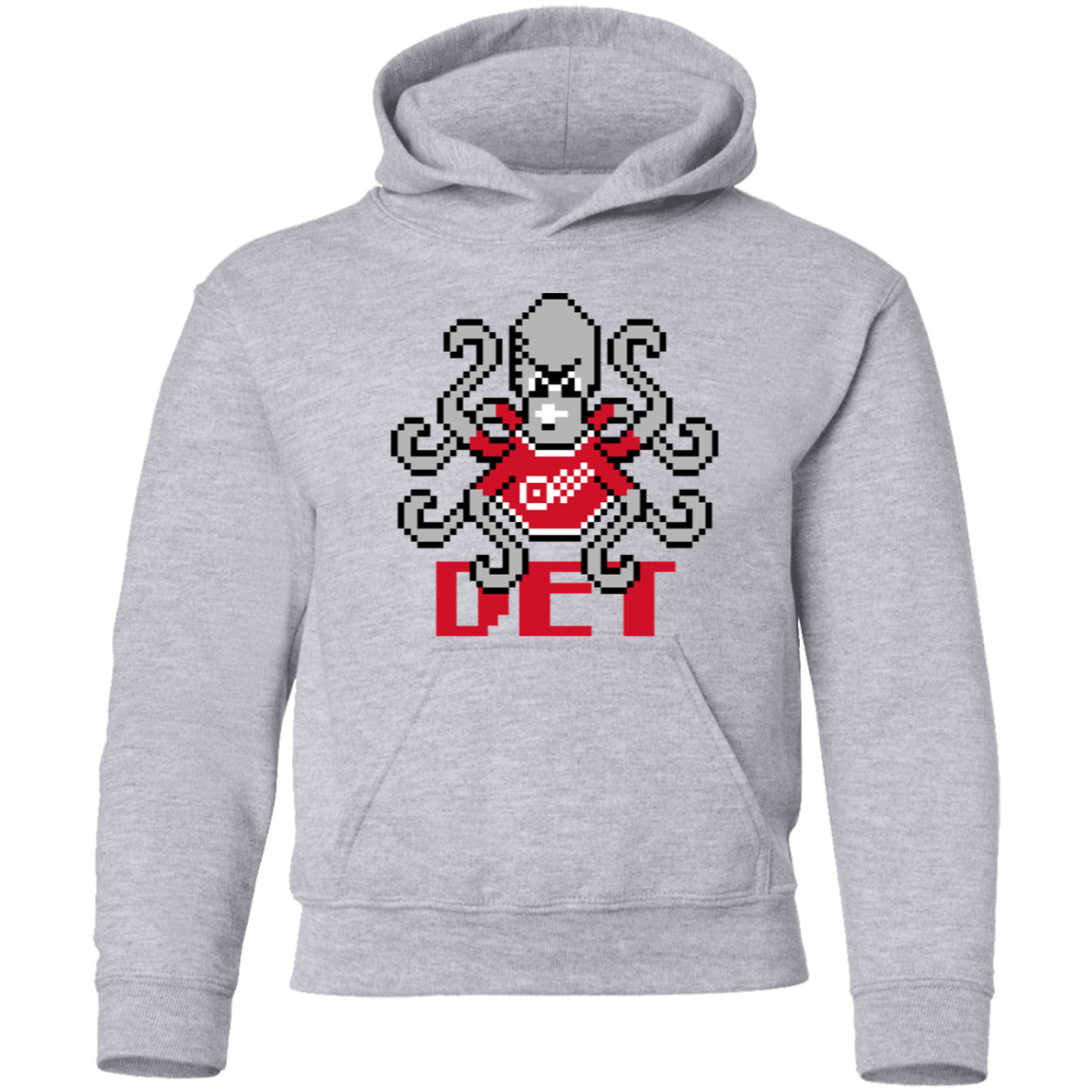 8bit Det Octopus - Red Kids Unisex Classic Hoodie