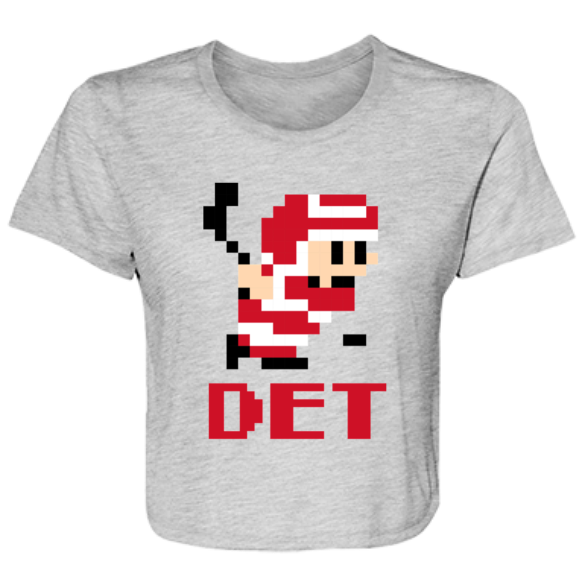 8bit Det Hockey - Red + Black Flowy Cropped Tee