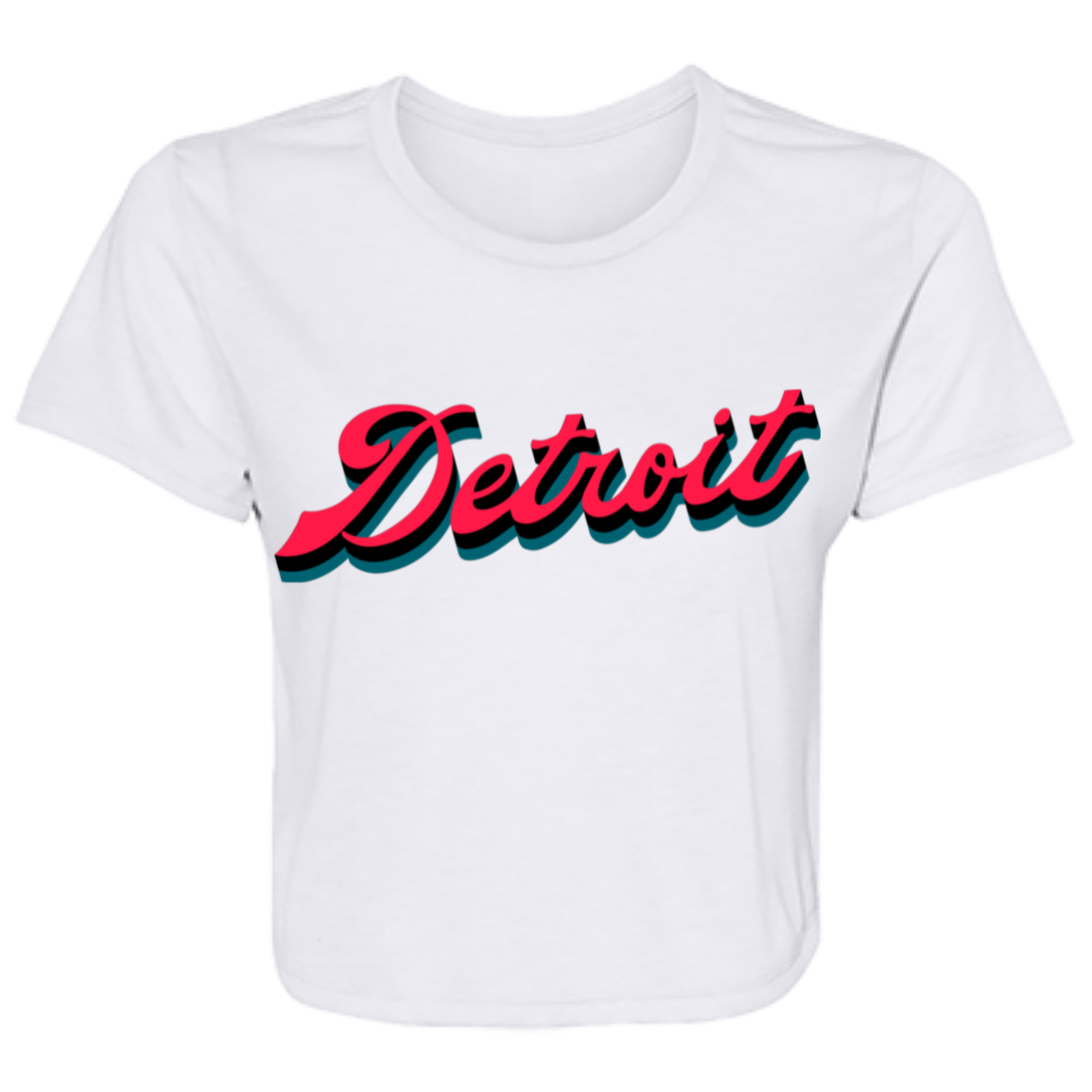 Detroit Basketball Script - Teal Flowy Cropped Tee