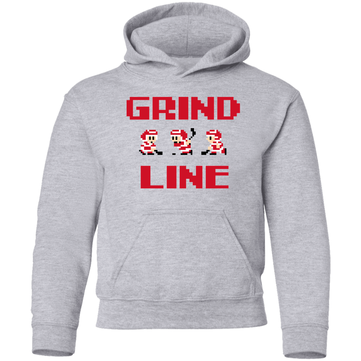 8bit Grind Line - Red + Black Kids Unisex Classic Hoodie