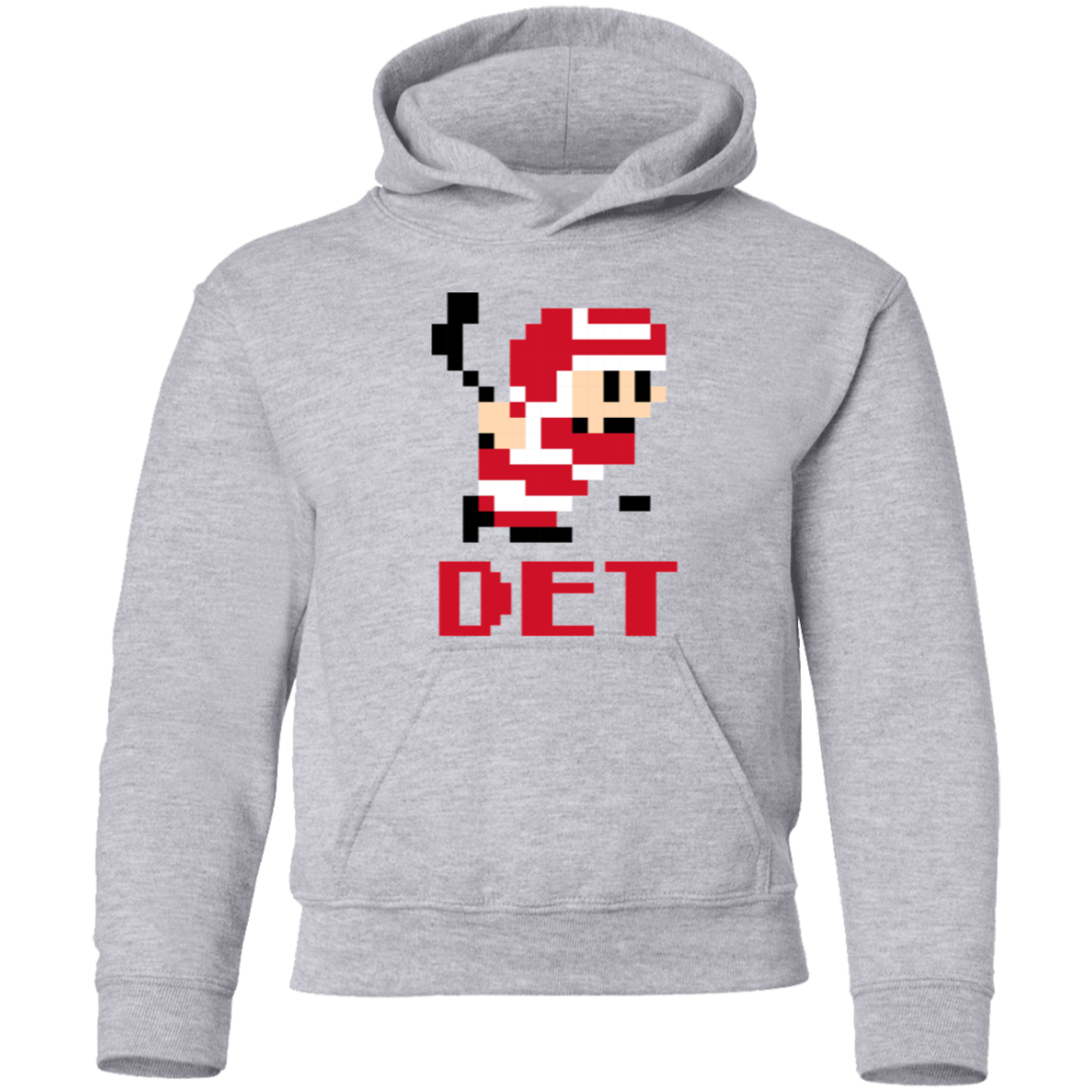 8bit Det Hockey - Red + Black Kids Unisex Classic Hoodie