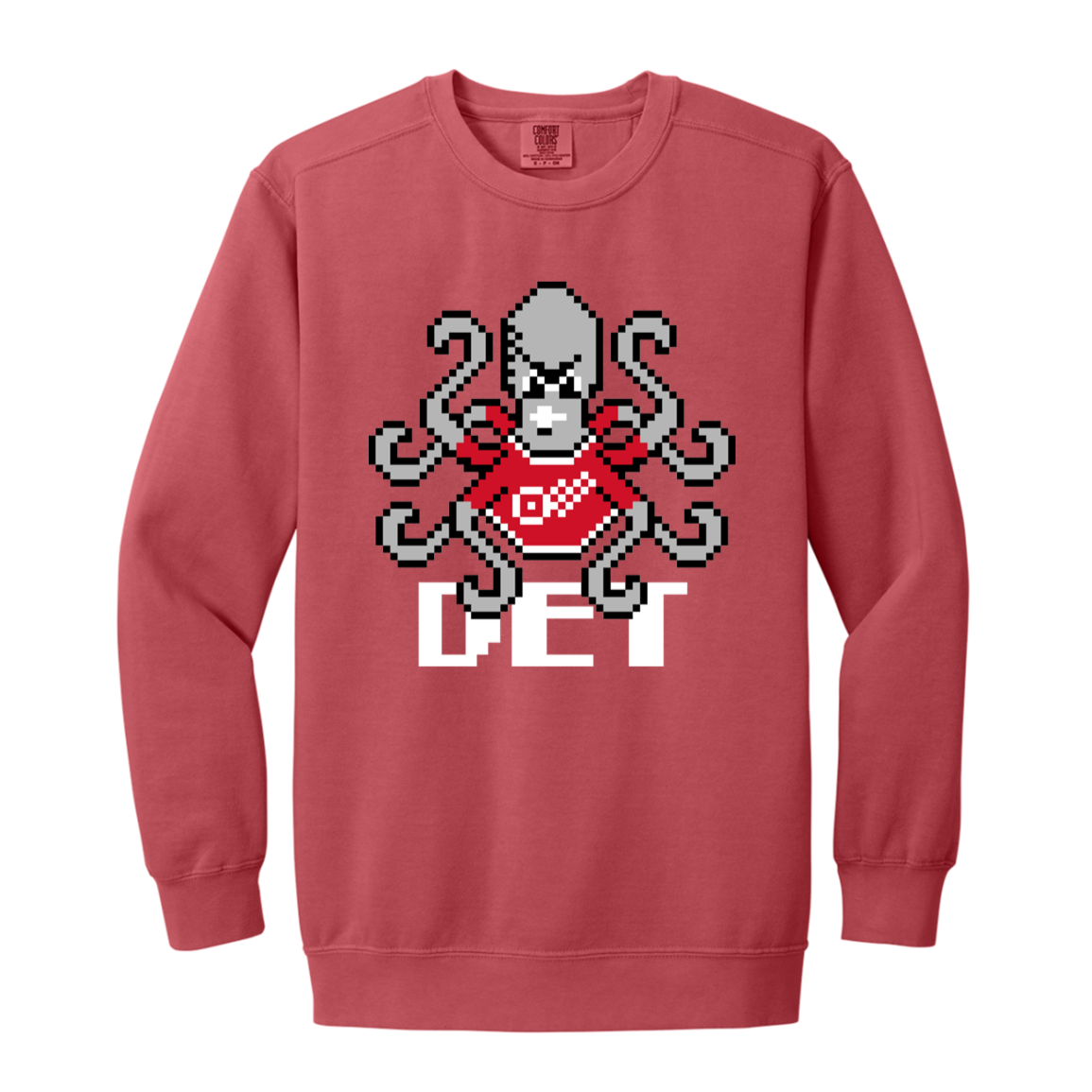8bit Det Octopus - White Vintage Wash Crewneck Sweatshirt
