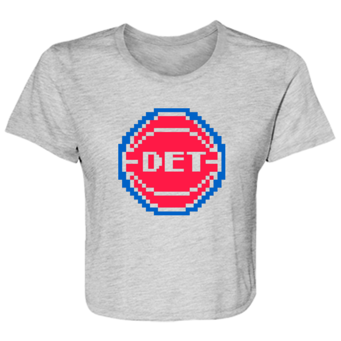 8Bit Detroit Basketball - Red Flowy Cropped Tee