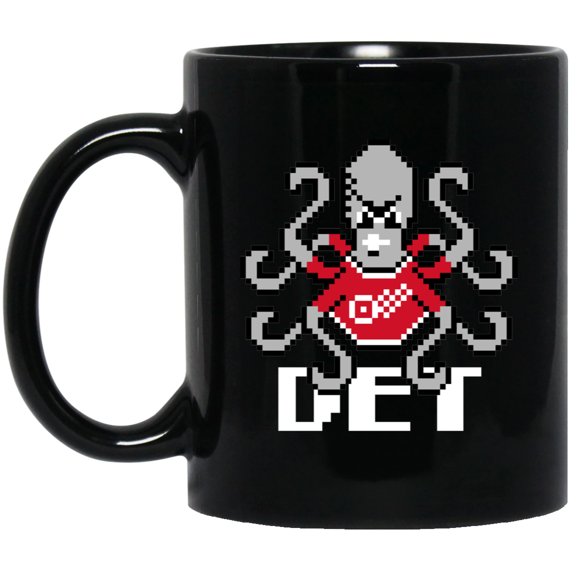8bit Det Octopus - White Black Mug