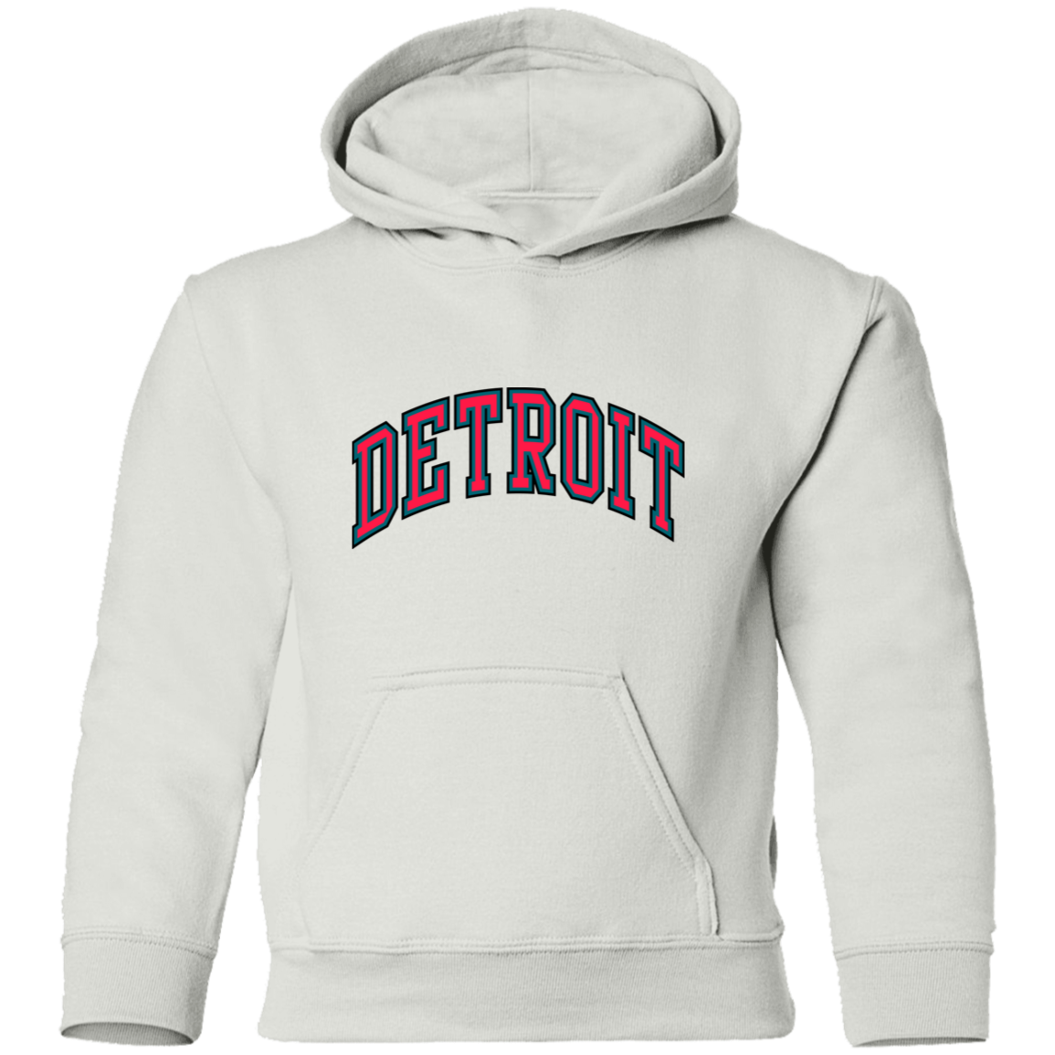 Detroit Basketball Arch - Teal Kids Unisex Classic Hoodie