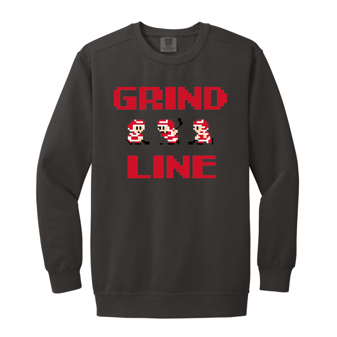 8bit Grind Line - Red + Black Vintage Wash Crewneck Sweatshirt