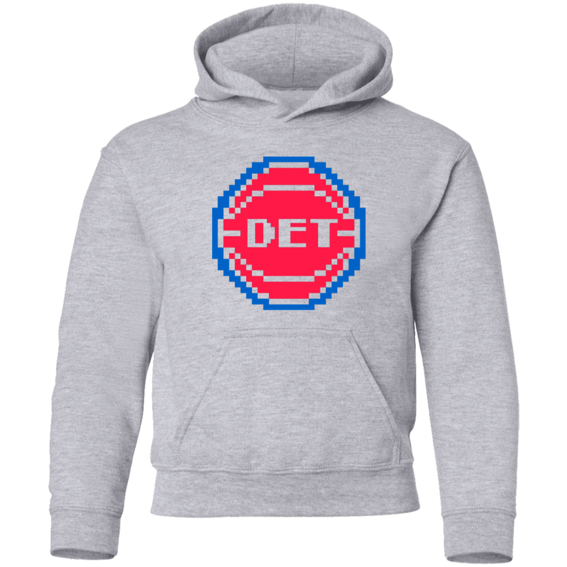 8Bit Detroit Basketball - Red Kids Unisex Classic Hoodie