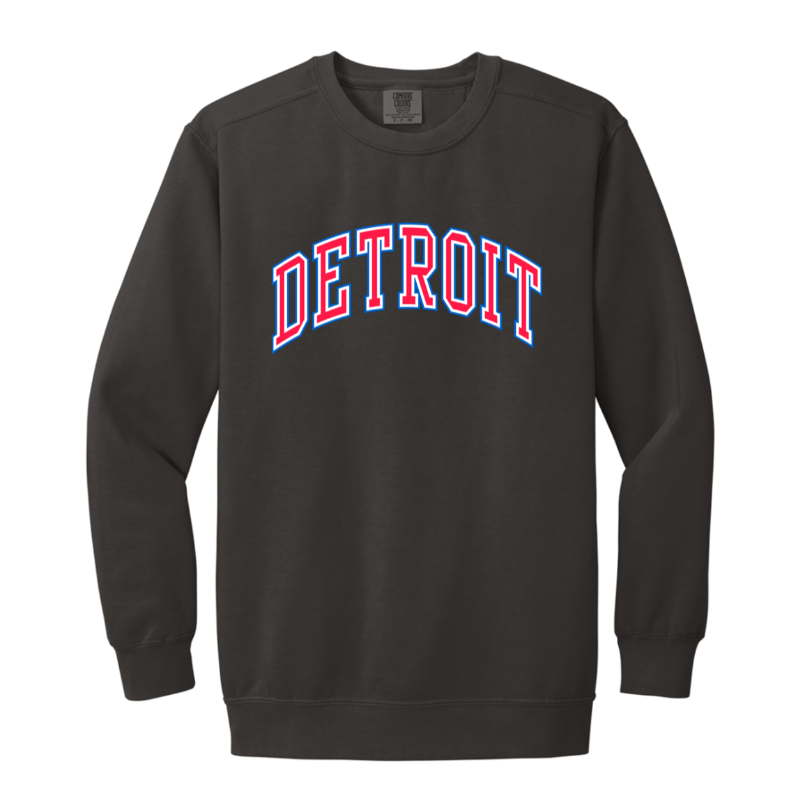 Detroit Basketball Arch - Red Vintage Wash Crewneck Sweatshirt