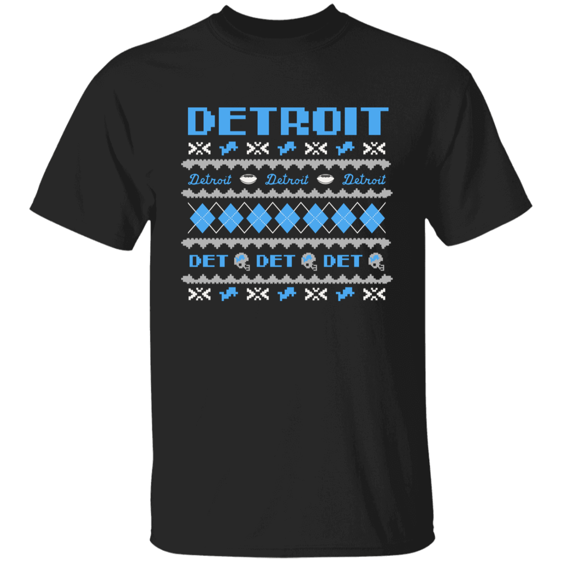 Detroit Football Sweater - Blue + White Kids Unisex Classic T-Shirt