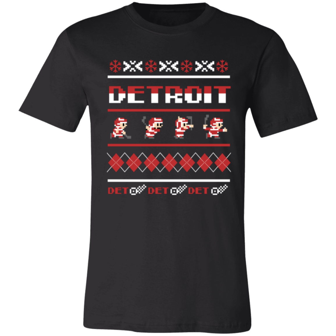 Detroit Hockey Sweater - White + Red Unisex Classic T-Shirt