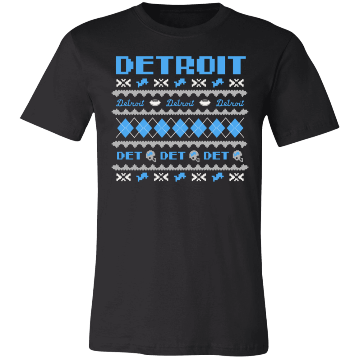 Detroit Football Sweater - Blue + White Unisex Classic T-Shirt
