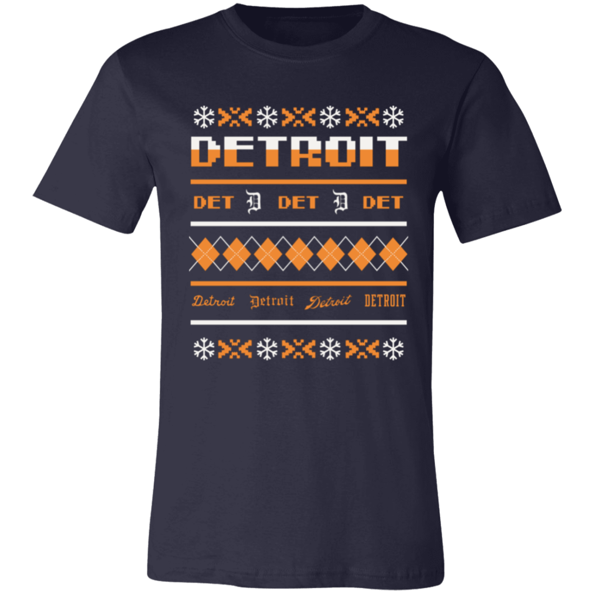 Detroit Baseball Sweater - White + Orange Unisex Classic T-Shirt