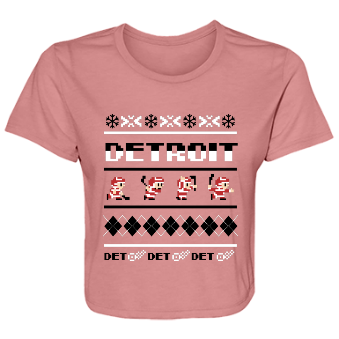Detroit Hockey Sweater - Black + White Flowy Cropped Tee