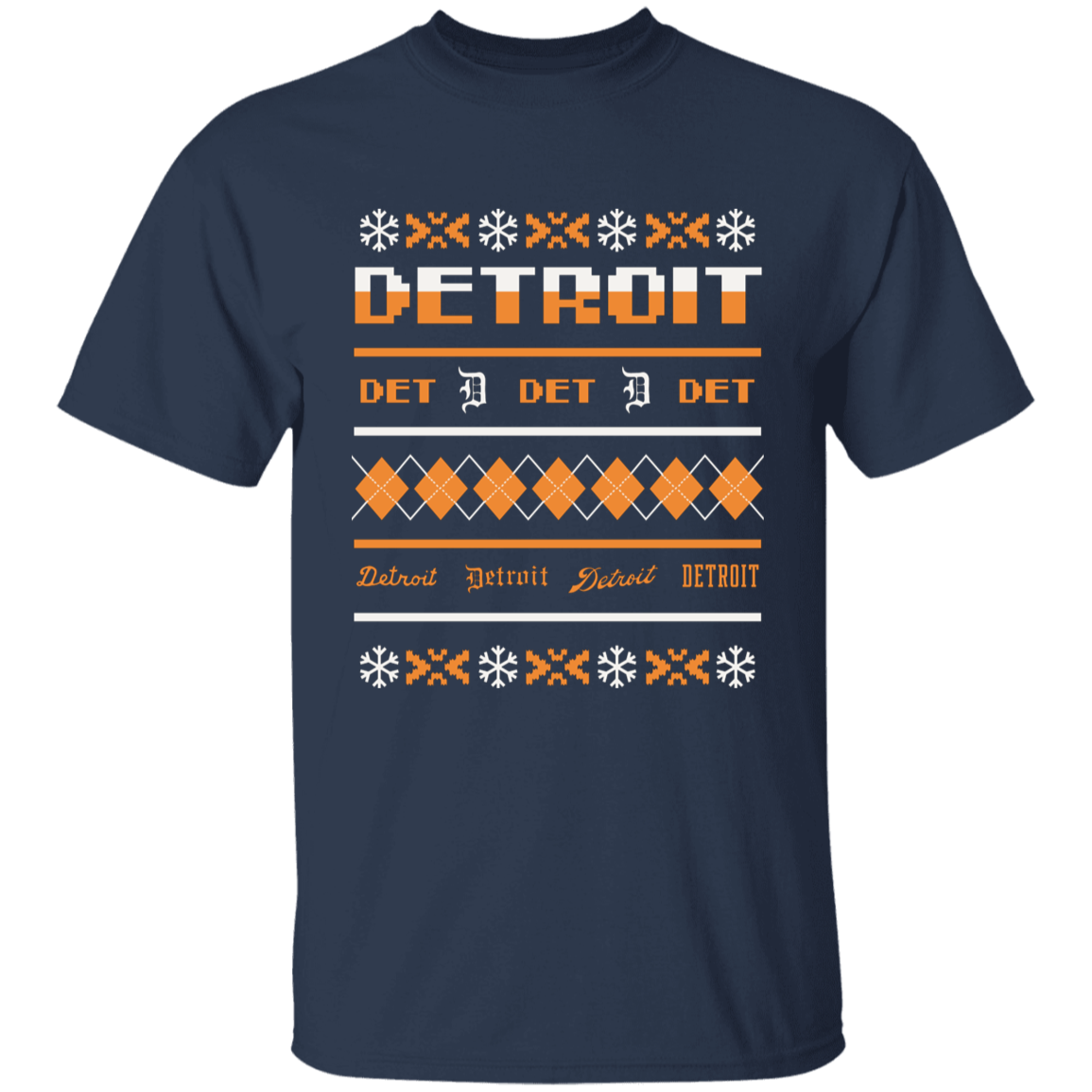 Detroit Baseball Sweater - White + Orange Kids Unisex Classic T-Shirt
