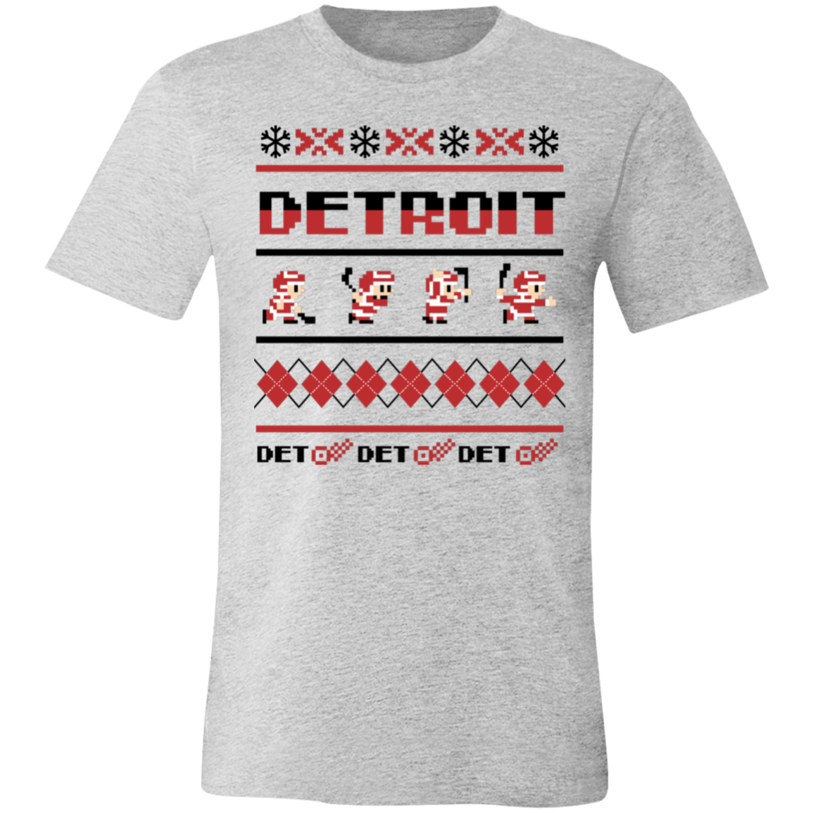 Detroit Hockey Sweater - Red + Black Unisex Classic T-Shirt