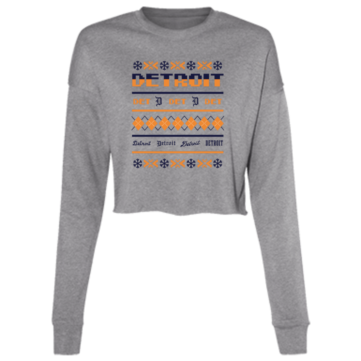Detroit Baseball Sweater - Navy + Orange Women's Cropped Crewneck Sweatshirt
